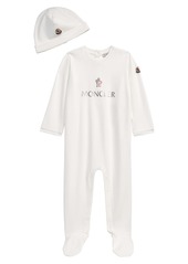 Moncler Kids' Logo Cotton Footie & Hat Set (Baby)