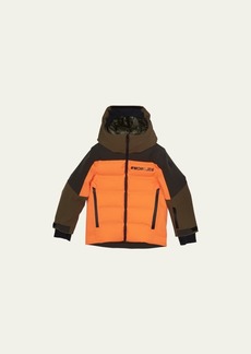 Moncler Kid's Montmiral Guibbotto Half Reversed-Logo Colorblock Jacket  Size 4-6