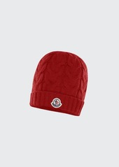 Moncler Kid's Virgin Wool Cable Knit Beanie Hat
