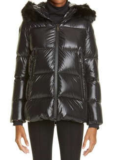 Moncler Laiche Quilted Hooded 750 Fill Power Down Jacket with Removable Faux Fur Trim