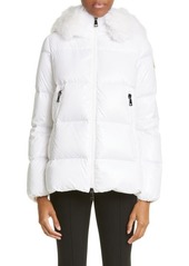Moncler Laiche Quilted Hooded Down Jacket with Removable Faux Fur Trim