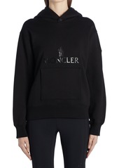 Moncler Logo Colorblock Cotton Hoodie in Black at Nordstrom