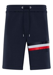 Moncler Logo Embossed Stripe French Terry Bermuda Sweat Shorts in Navy at Nordstrom