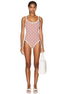 Moncler Logo Print Scoop Neck One Piece Swimsuit