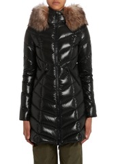 Moncler Marre Quilted Down Coat with Removable Genuine Shearling Trim