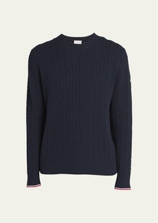 Moncler Men's Cable-Knit Wool Crewneck Sweater