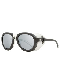 Moncler Men's Leather Trimmed Sunglasses ML0090 02D Matte Black/White 55mm