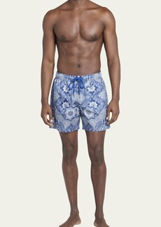 Moncler Men's Nylon Paisley-Print Swim Shorts