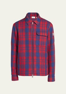 Moncler Men's Plaid Wool Flannel Shirt Jacket