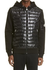 Moncler Men's Quilted Down Front Cotton Hoodie