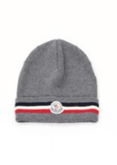 Moncler Men's Soft Knit Tricot Logo Beanie Hat