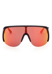 Moncler Lunettes Moncler Mirrored Shield Sunglasses in Shiny Black /Brown Mirror at Nordstrom