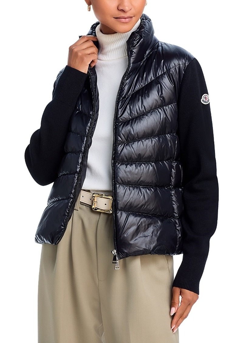 Moncler Mixed Media Wool Puffer Cardigan