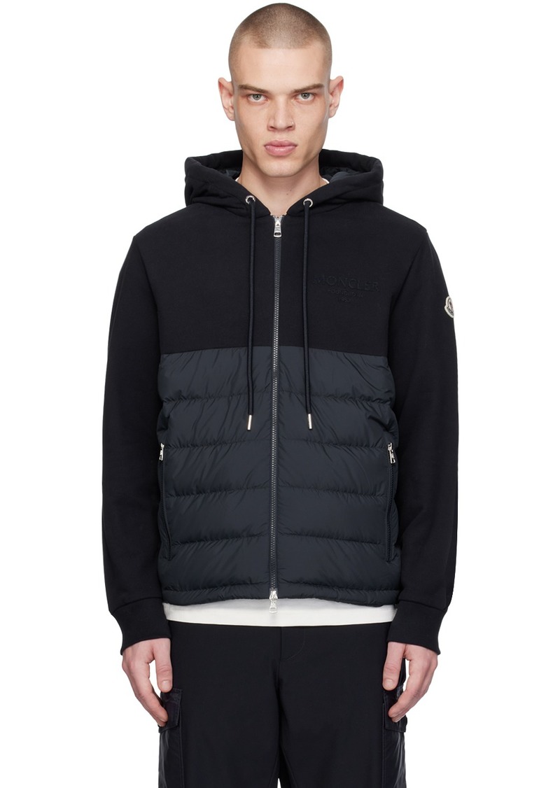 Moncler Navy Embroidered Down Jacket