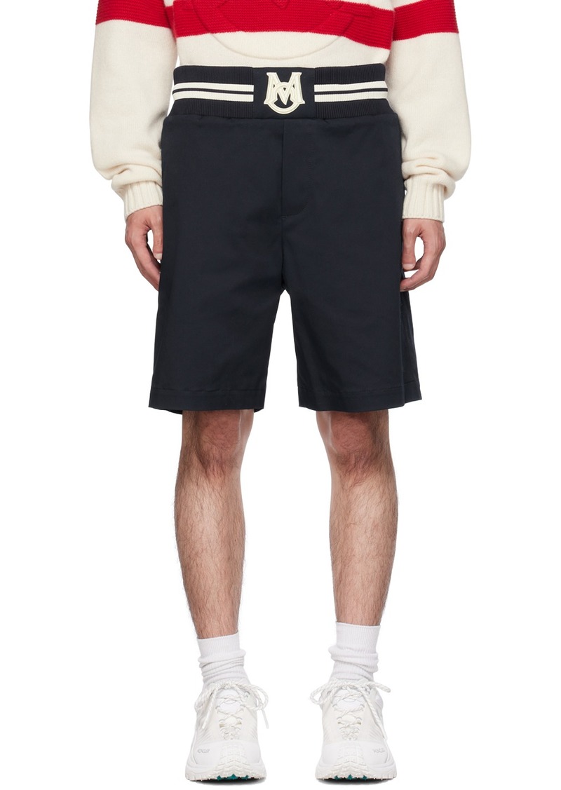 Moncler Navy Embroidered Shorts