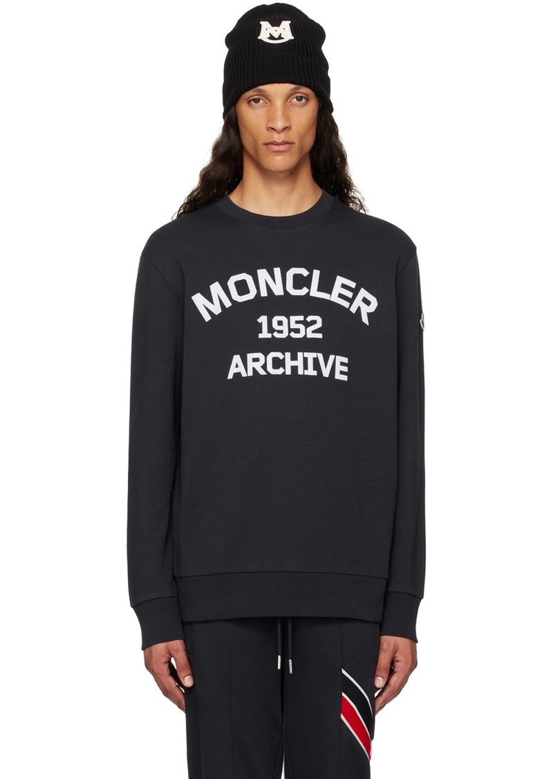 Moncler Navy Felted-Logo Sweatshirt