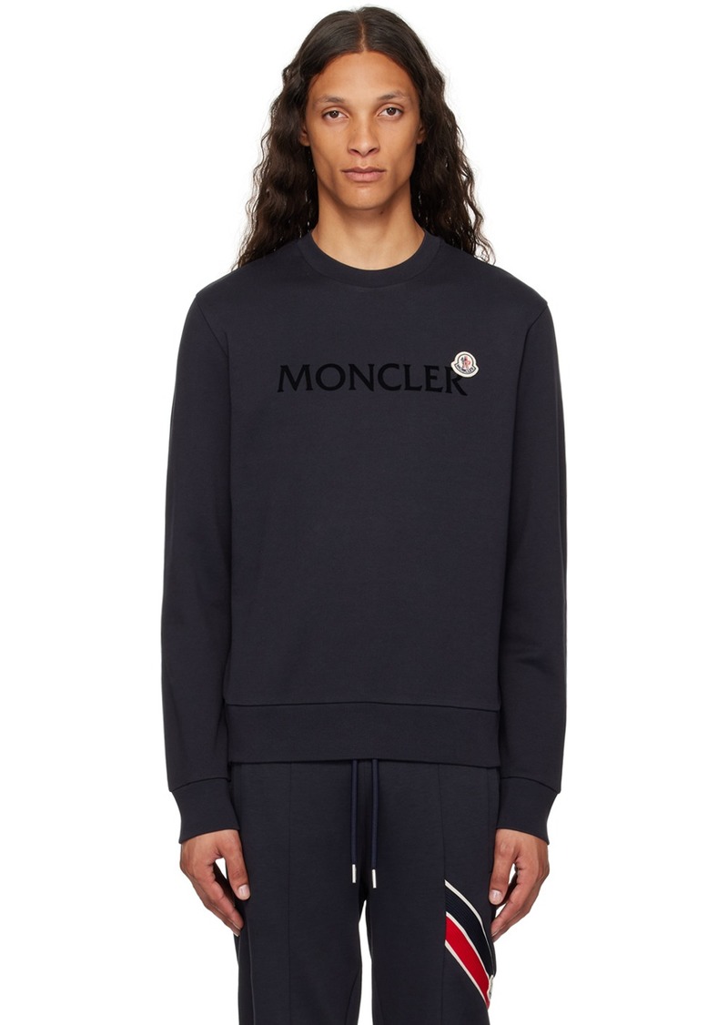 Moncler Navy Flocked Logo Sweatshirt