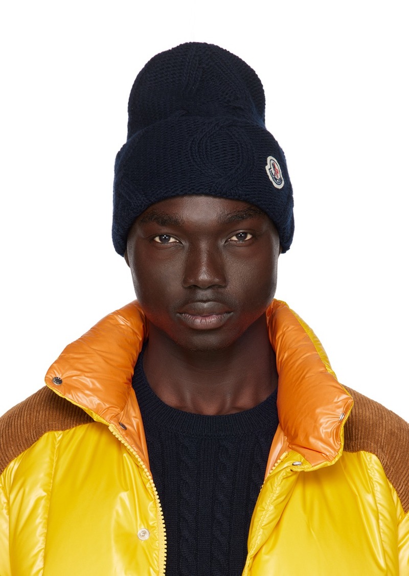 Moncler Navy Patch Beanie