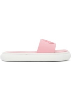 Moncler Pink & White Slyder Flat Sandals