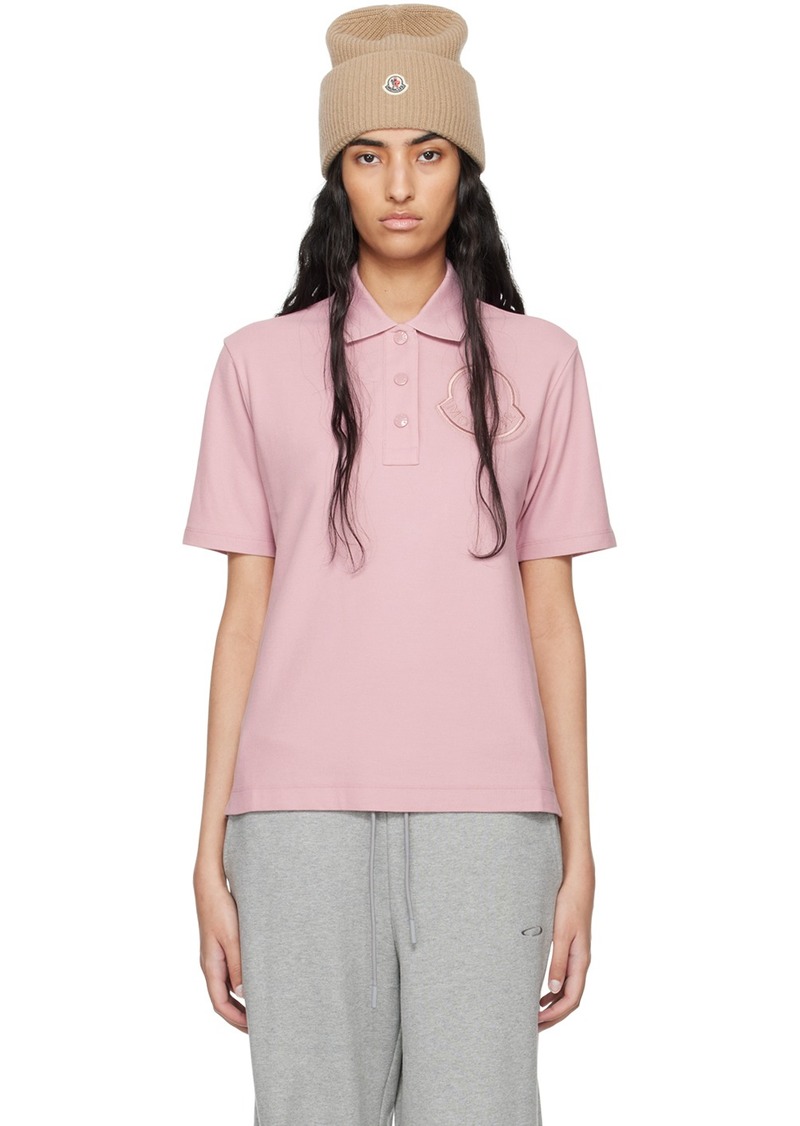 Moncler Pink Embroidered Polo