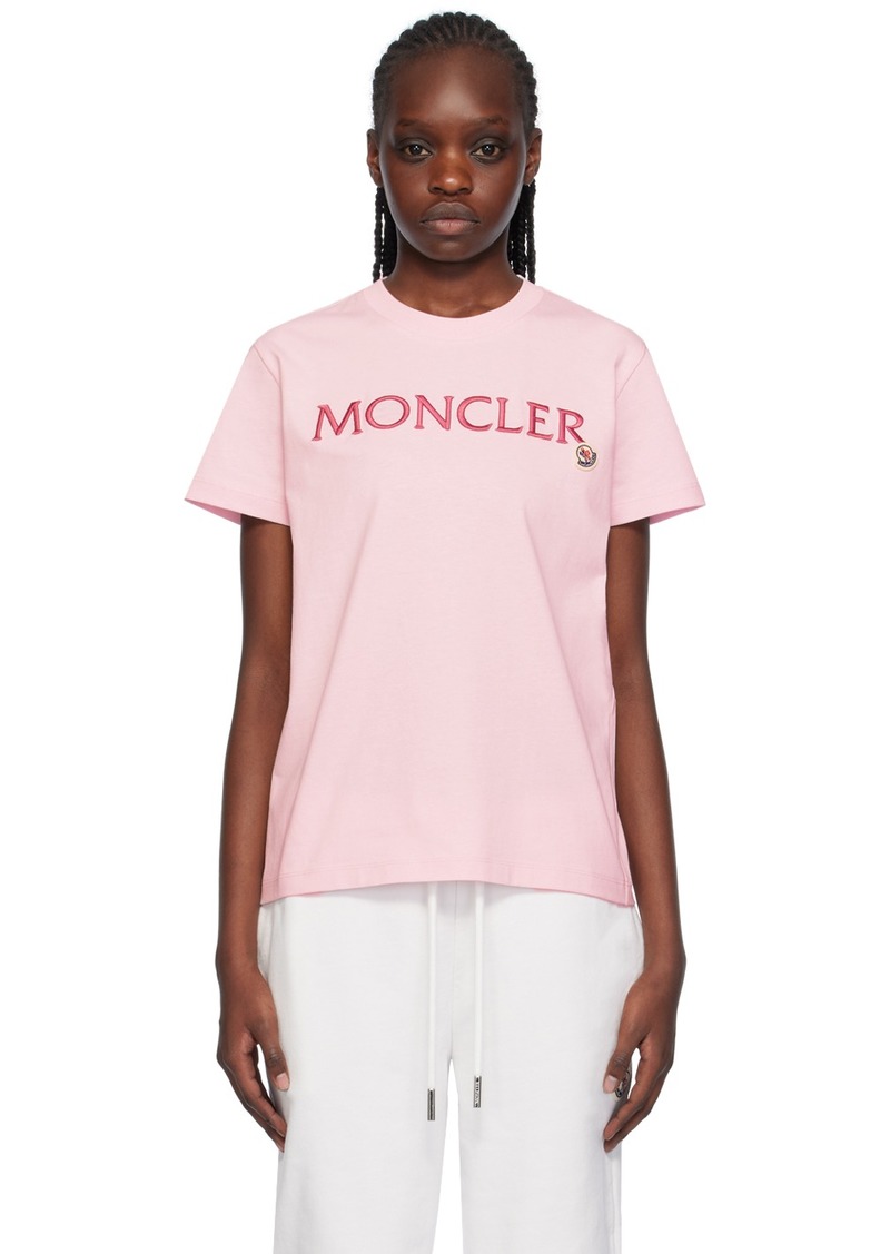 Moncler Pink Embroidered T-Shirt