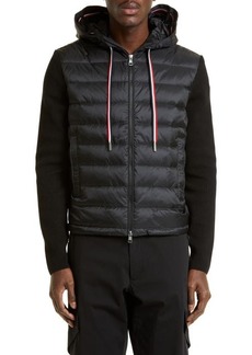 Moncler Quilted Down & Knit Cardigan in Black at Nordstrom
