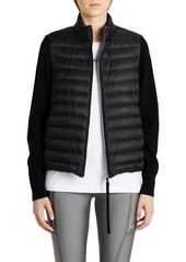 Moncler Quilted Down & Wool Short Cardigan in Black at Nordstrom