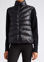 Moncler Quilted Nylon & Wool Knit Cardigan