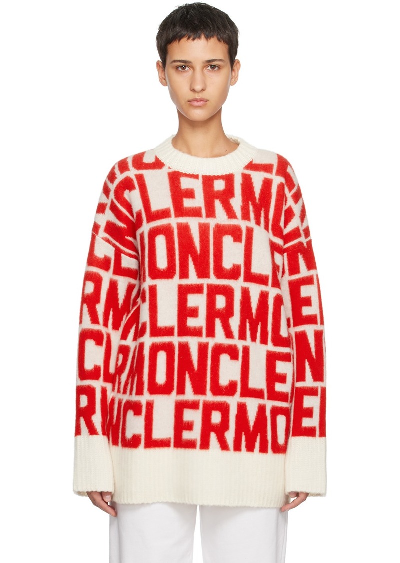 Moncler Red & White Jacquard Sweater