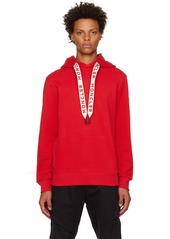 Moncler Red Embroidered Drawstring Hoodie