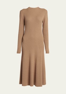 Moncler Ribbed Knit Wool Midi Dress