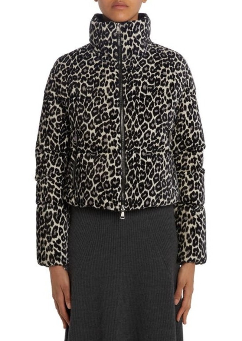 Moncler Sebou Leopard Print Crop Down Jacket