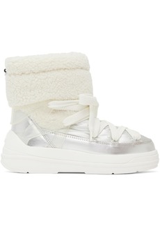 Moncler Silver & White Insolux M Ankle Boots