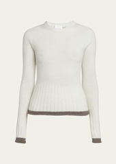 Moncler Soft Ribbed Alpaca Wool Knit Crewneck Sweater