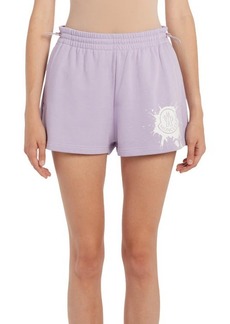 Moncler Splatter Logo Cotton Blend Graphic Sweat Shorts