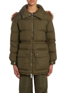 Moncler Tadorne Quilted Down Parka with Genuine Shearling Trim