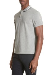 Moncler Tipped Jersey Polo in Light Grey at Nordstrom