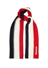 Moncler Tricolour ribbed-knit wool scarf