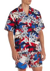 Moncler Tropical Print Short Sleeve Camp Shirt