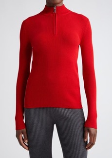 Moncler Turtleneck Virgin Wool Quarter Zip Sweater