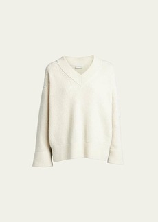 Moncler V-Neck Ribbed Wool Sweater