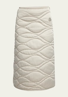 Moncler Wave-Quilted Satin Midi Skirt