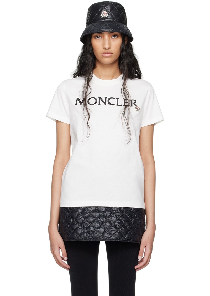 Moncler White Embroidered Logo T-Shirt