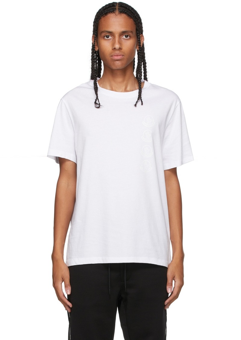 Moncler White Flocked Graphic T-Shirt