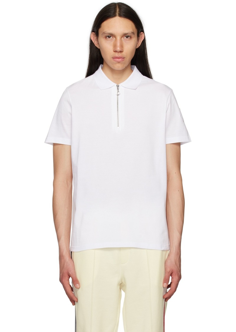 Moncler White Half-Zip Polo