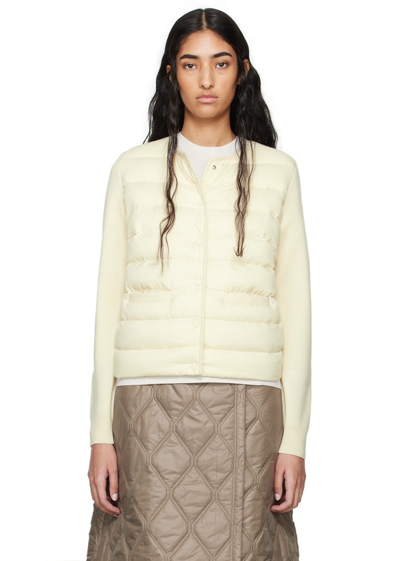 Moncler White Paneled Down Cardigan