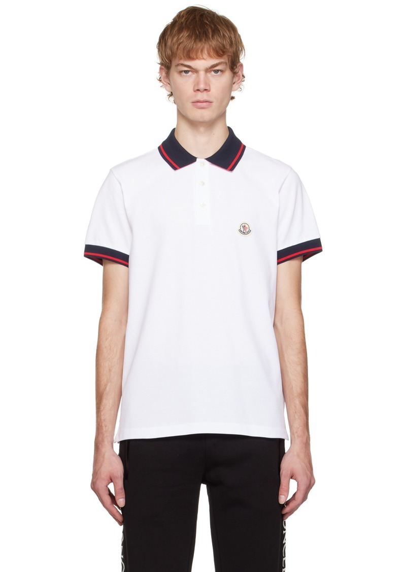 Moncler White Stripe Polo