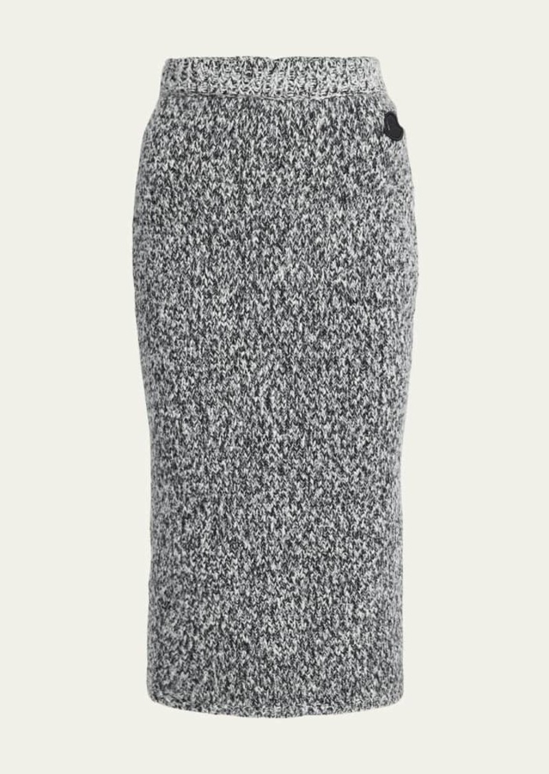 Moncler Wool Knitwear Midi Skirt with Back Zip