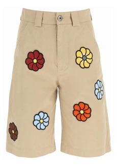 Moncler x jwanderson cotton shorts with macrame flowers