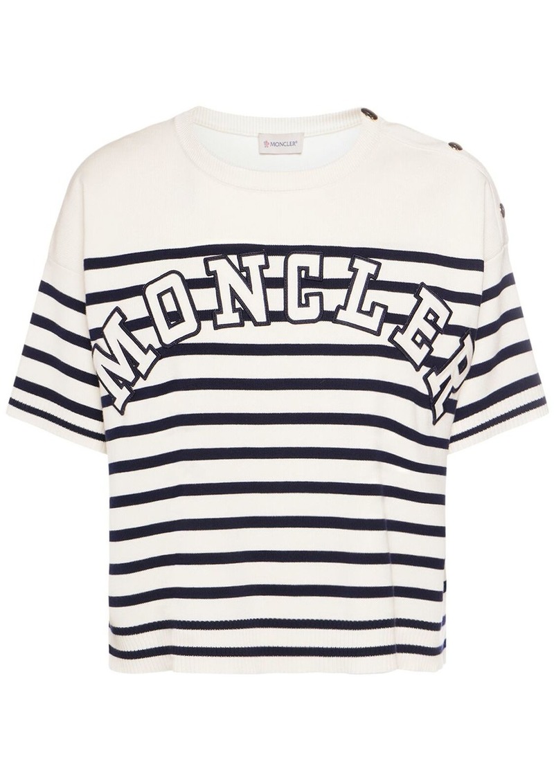 Moncler Striped Cotton T-shirt W/ Logo